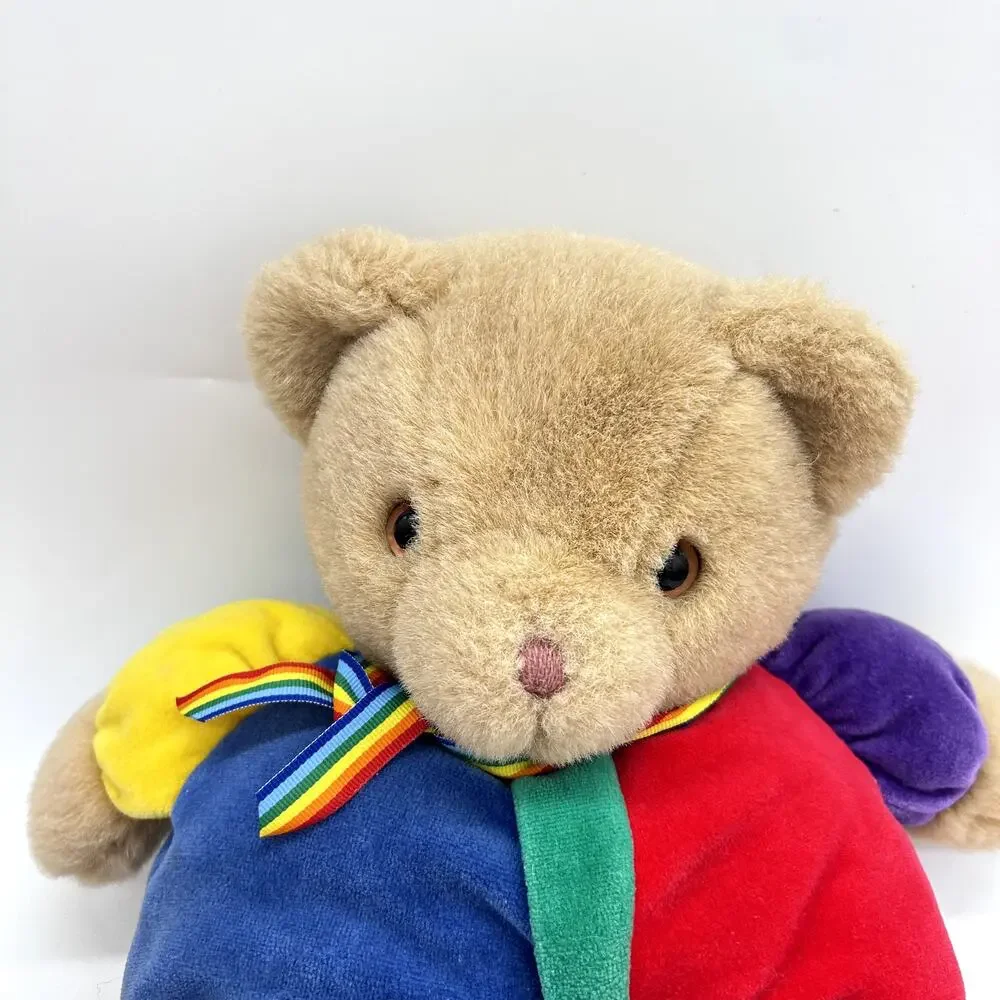 Vintage Eden Primary Colors Bear Stuffed Animal 80's Plush Rainbow Teddy 13
